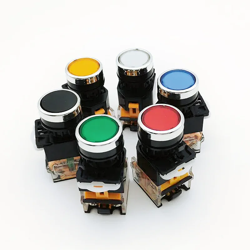 ON-OFF Momentary/Latching Push Button Switch 22mm 4 Screws Circular Small Size Flat Round Panel Cutout LA38-11 LA38-11BN