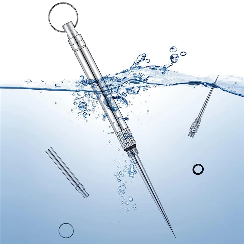 6 قطع من أعواد الأسنان المعدنية المصنوعة من التيتانيوم، أعواد أسنان جيب محمولة قابلة لإعادة الاستخدام مع حامل أعواد أسنان من الفولاذ المقاوم للصدأ