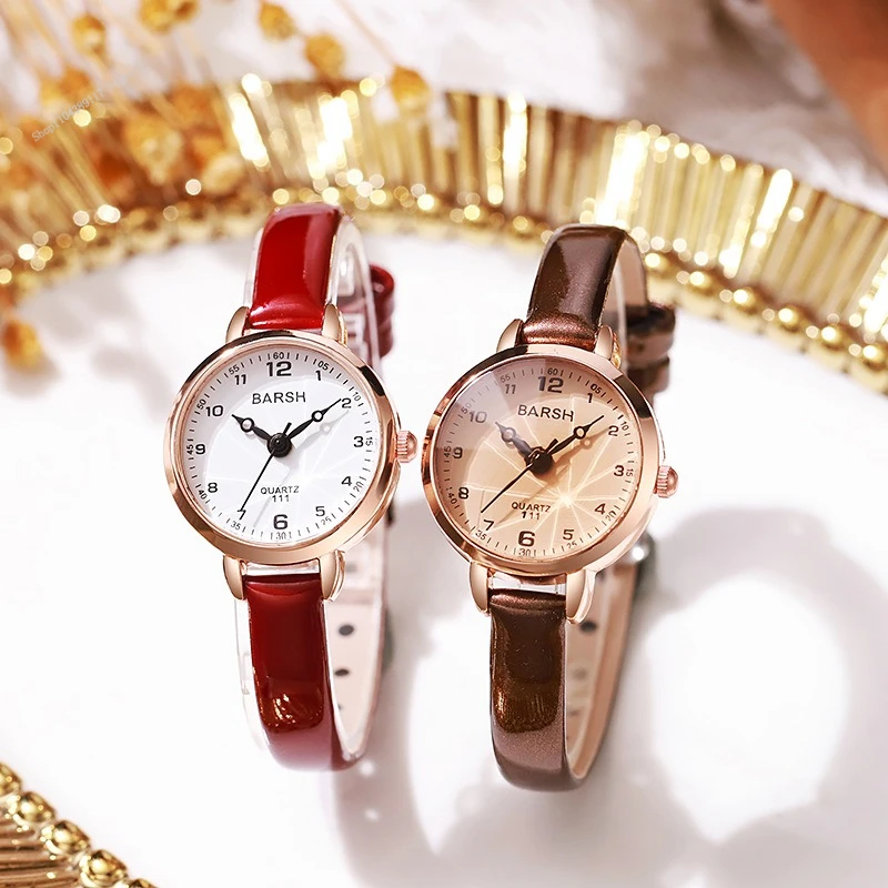 

2025 кварцевые часы, женские наручные часы с кожаным тонким ремешком, однотонные модные часы для женщин и девочек, подарки, часы Relojes Para Mujer