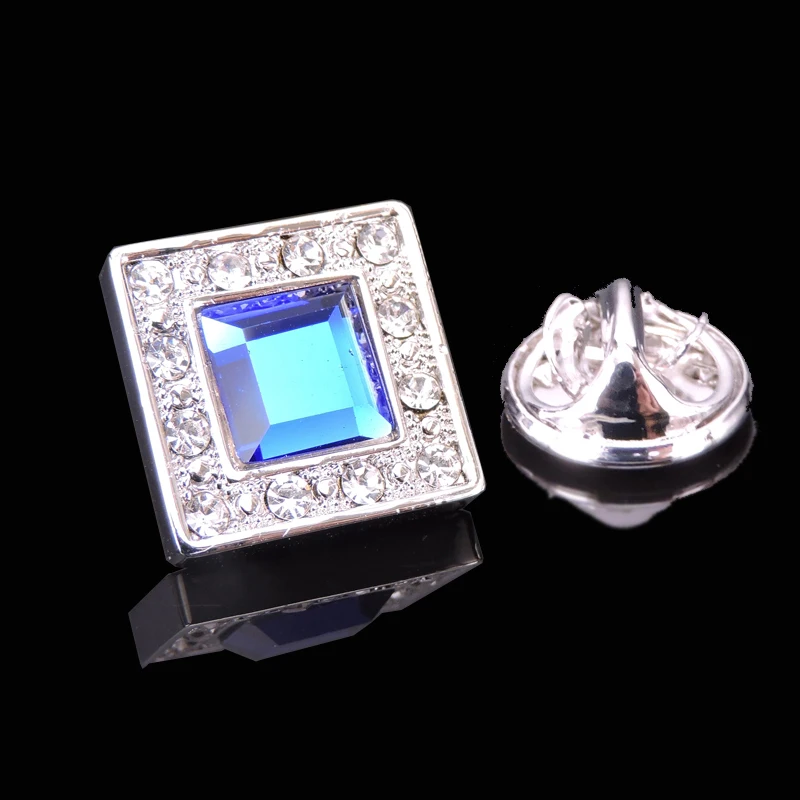 High quality blue crystal brooch for men's wedding suit, lapel badge clip, the best choice for gift giving