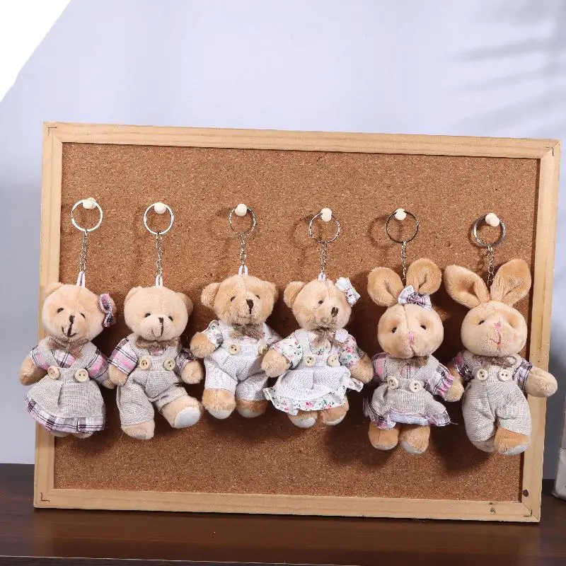 1Pc 2025 nouveau Animal en peluche doux ours lapin en peluche poupée porte-clés jouet Couple porte-clés sac à dos pendentif suspendu jouet