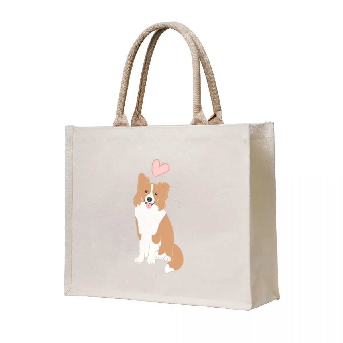 

LOVE Red Border Collie Tote Bag large size bags eco bag folding Big bag canvas shopping