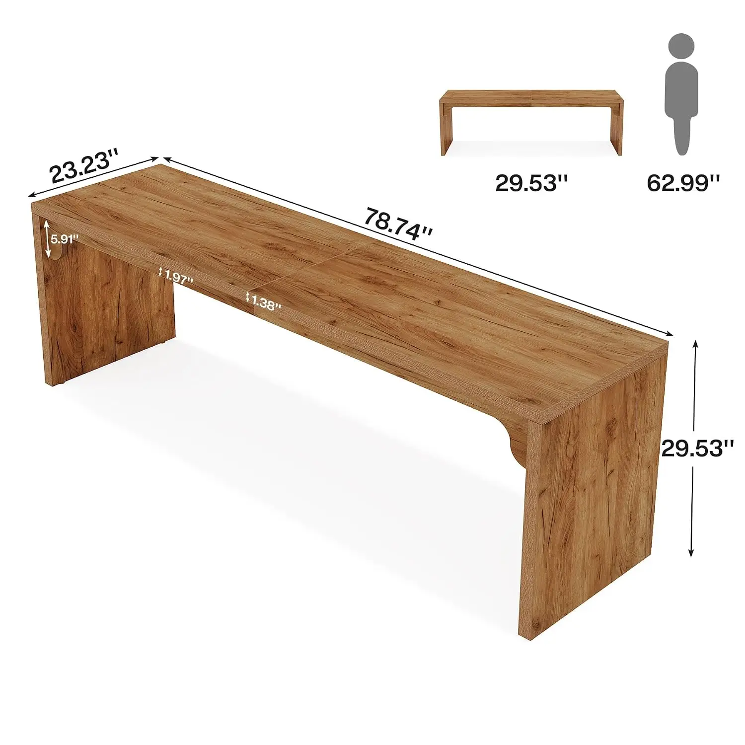 Extra Long Computer Desk 78.7 Inch Two Person Double Writing Workstation Home Office Light Walnut, Customized