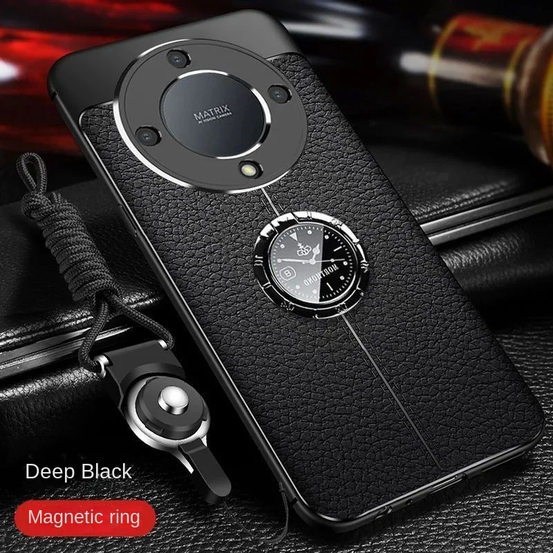 

For Huawei Honor Magic 5 Lite Case Luxury Leather texture With Stand Ring Magnet Back Cover Case for Huawei Honor Magic 5 4 Pro