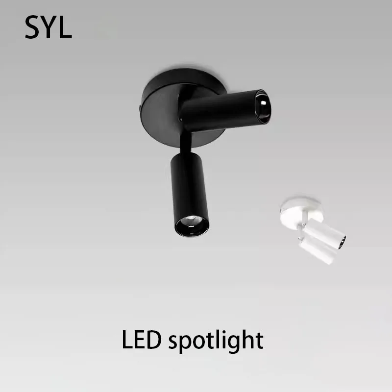 Led Spotlights Surface Mounted Spot Light Adjustable Angle Ceiling Lamp Double Head COB Foco Bedroom Beside Reading Lighting