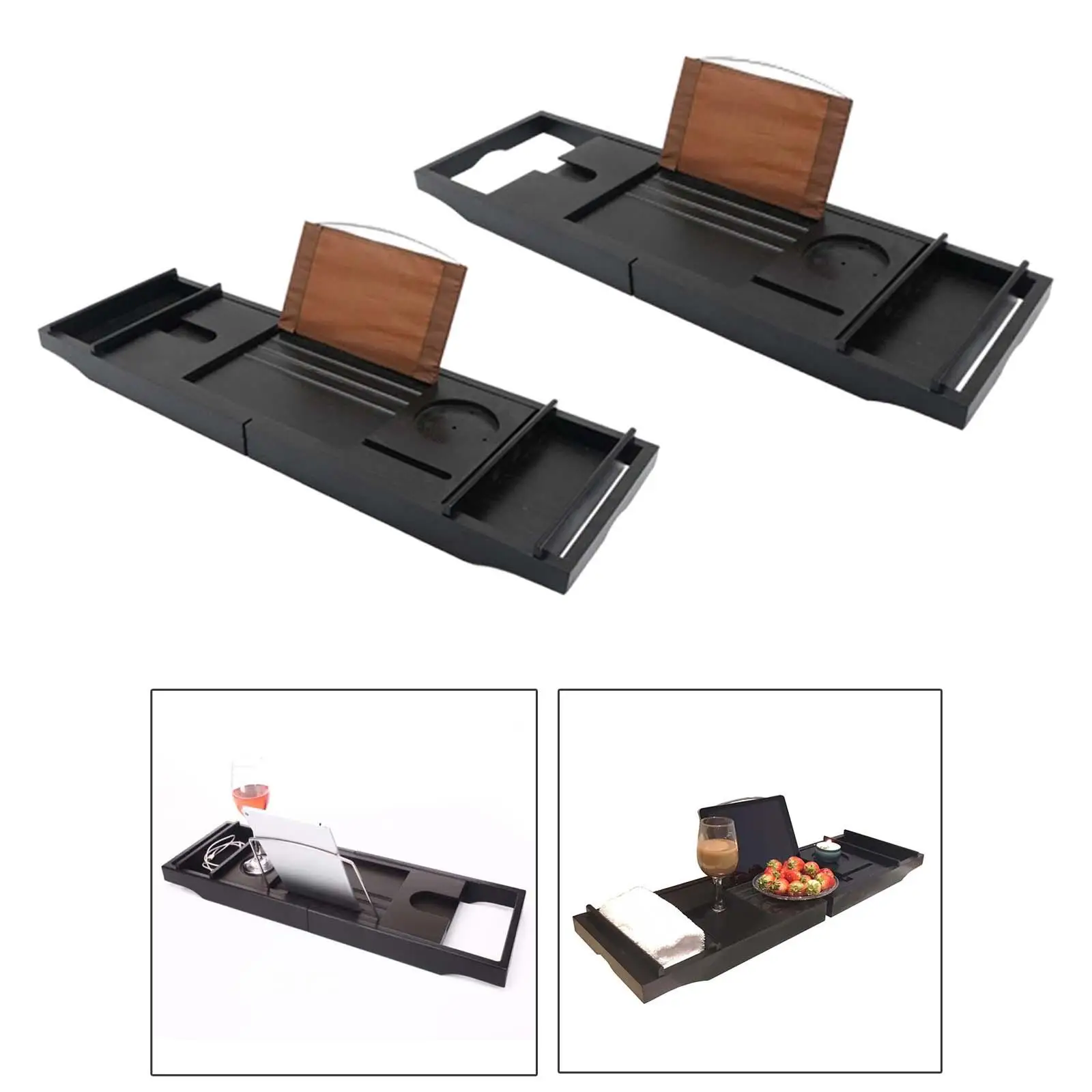 Luxury Bathtub Caddy Tray，Bamboo Bathtub Tray Caddy, Expandable Book and Tablet Smartphone and Holder