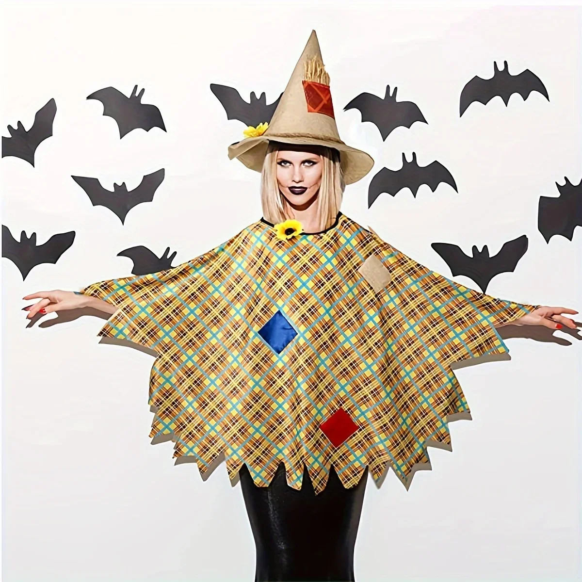 هالوين الفزاعة زي الديكور عباءة حمراء متقلب عباءة الساحرة معالج عباءة