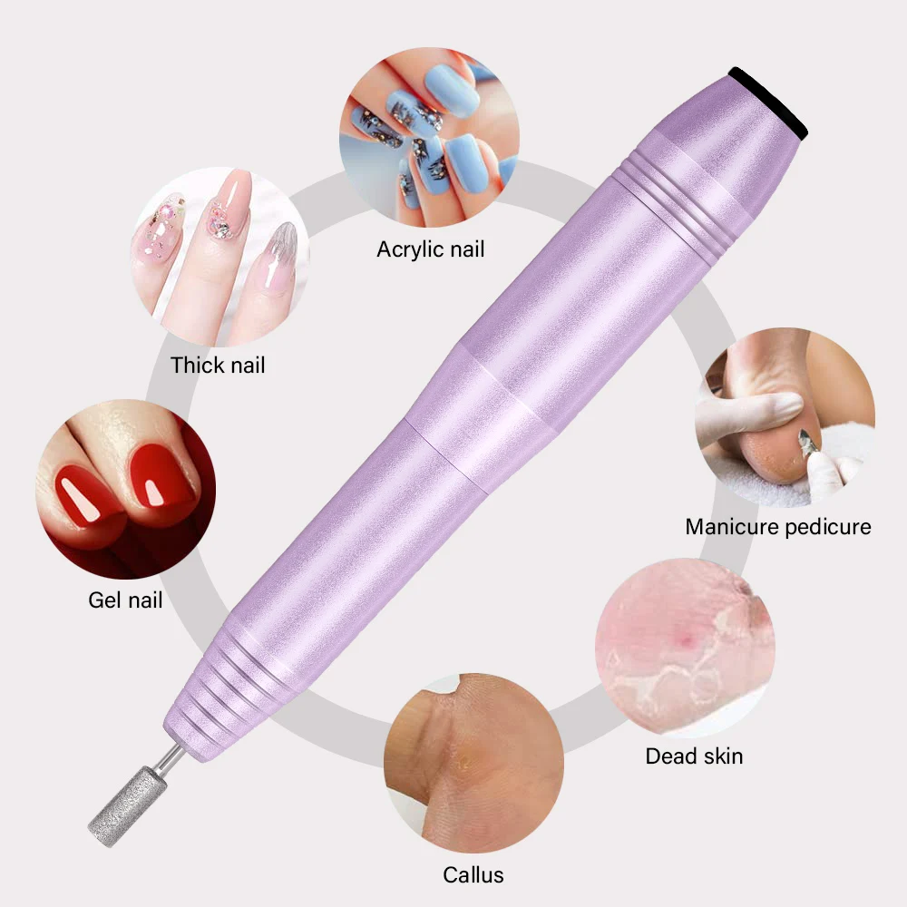 Yikoolin elétrica broca do prego para unhas do gel acrílico portátil elétrica máquina de arquivo de unhas manicure pedicure ferramenta mini broca do prego