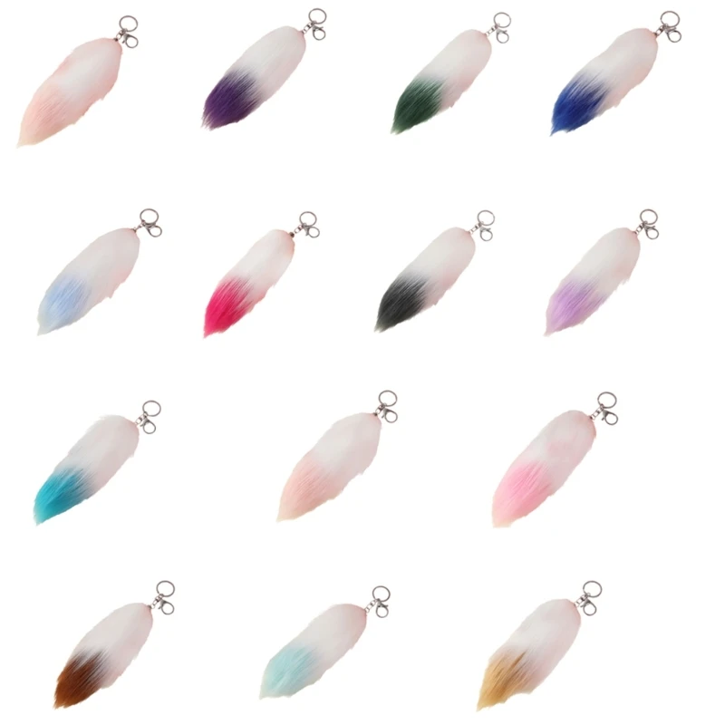 

652F Artificial Plush Animal Tail Pendant Keychain Key Holder Purse Phone Bag Charm Keychain Decorations Keyring Pendants