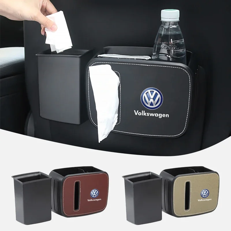 Car interior High-quality car tissue box leather storage box For Volkswagen VW Tiguan Jetta Polo Golf Passat T-ROC Touareg