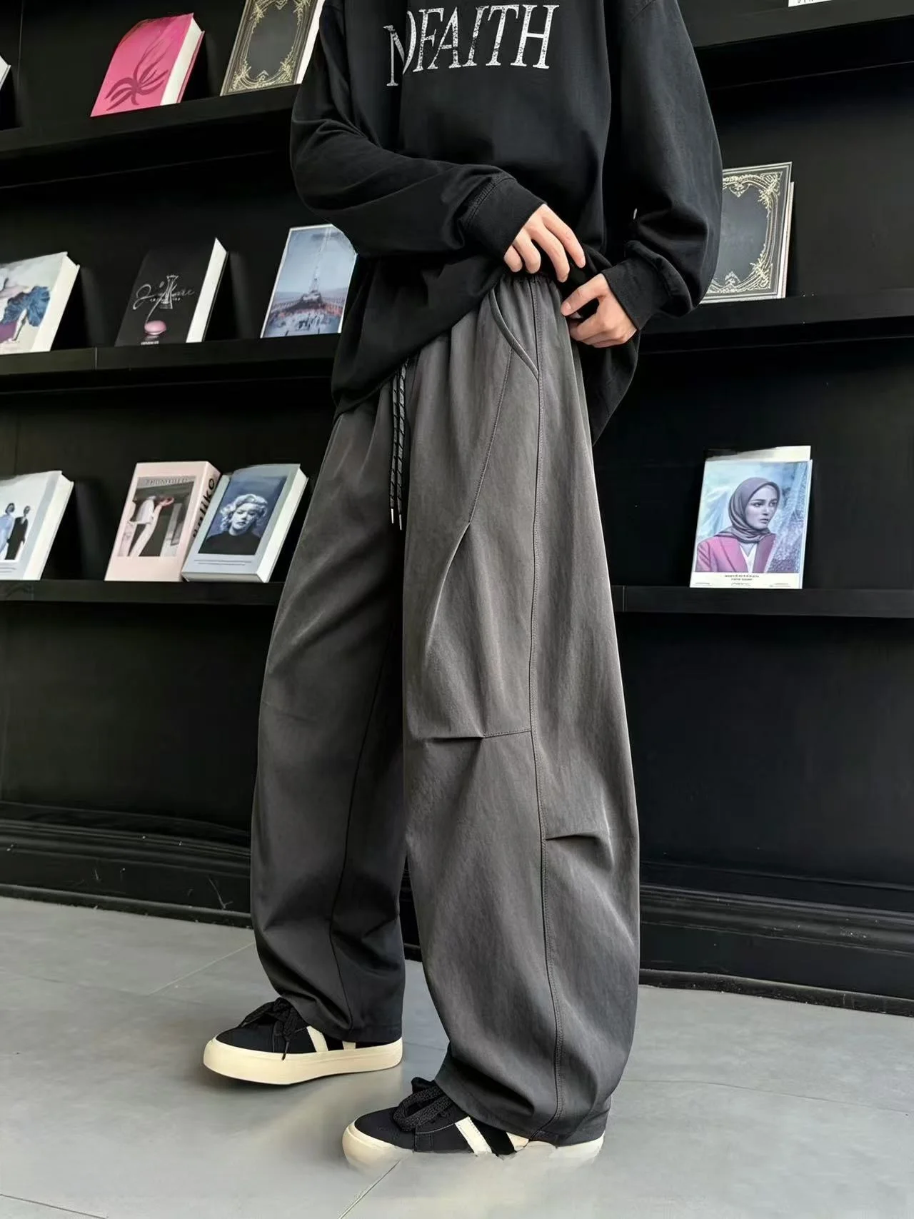 Casual Straight Leg Men's Pants Summer New Style High Waist Polyester Fiber Loose Fit Teenage Boys  Style Workwear Trousers