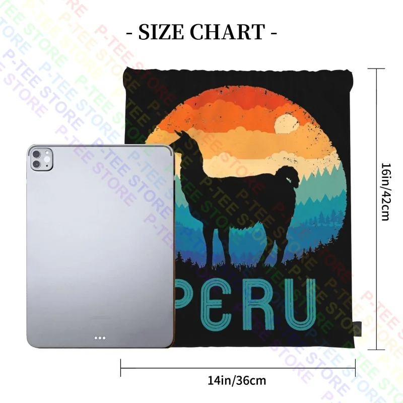 Llama Machu Picchu Peru Alpaca Nazca Llamas Drawstring Bags Gym Bag Gym Softback Personalised Multi-function