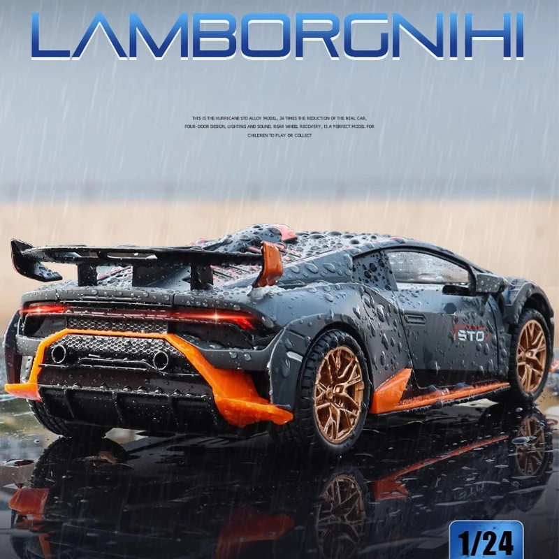 لامبورجيني هوراكان طراز STO V10 سيارة سوبر كار ، مركبة مصبوبة بالقالب ، صوت وضوء ، صندوق أصلي ، هدايا لأول هدية