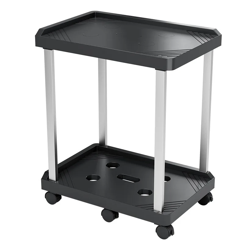 Desktop Computer Host Base Double-layer Universal Wheel Belt Brake Mobile Host Bracket Office And Home Storage Rack