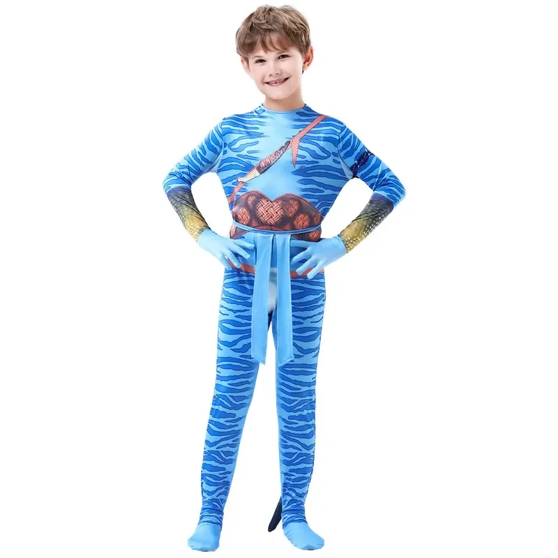 Halloween Cosplay Avatar Costume Kids Child Stage Performance Clothes SuperHero One Piece Tight Ffitted Jumpsuit Clothing Suit image 2