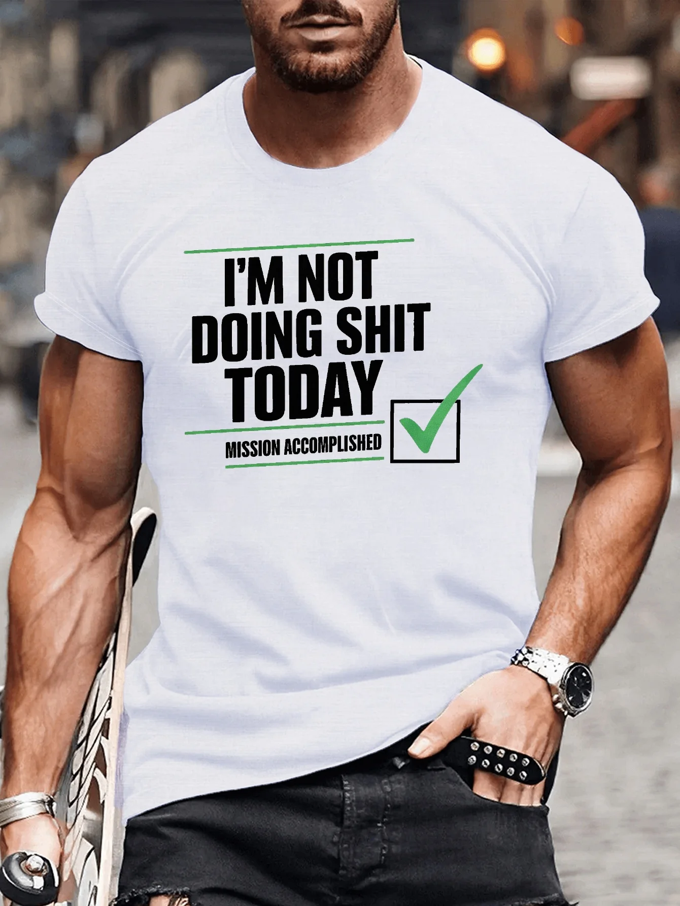 

Мужская футболка с рисунком «I'm Not Doing Today», повседневная летняя футболка с короткими рукавами, дышащий полиэстер