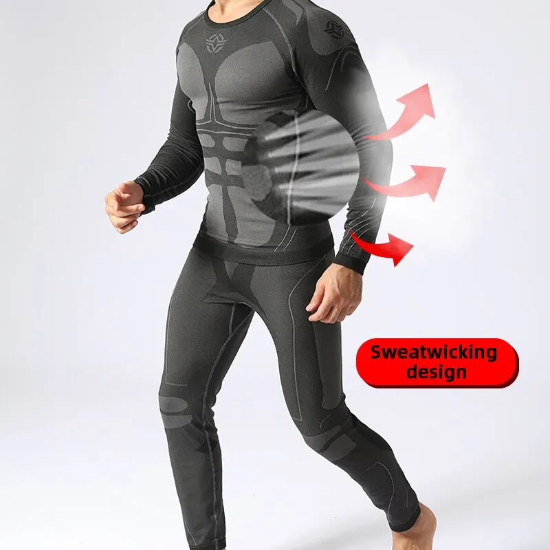 Men Sport Thermal Underwear Suits Outdoor Cycling Compression Sportswear Quick Dry Breathable Clothes Fitness Running Tracksuits