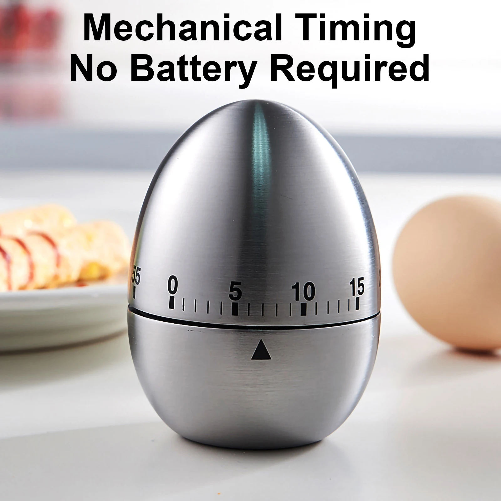 1Pc Creative Kitchen Multiple Uses Mechanical Timer Egg Timer Stainless Steel 60 Minutes Clock Counter Kitchen Cooking Egg Timer