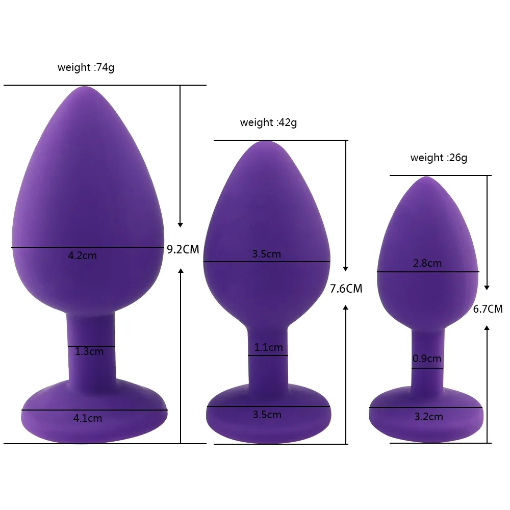 Silicone anal plug with diamond and anal plug for sexual purposes