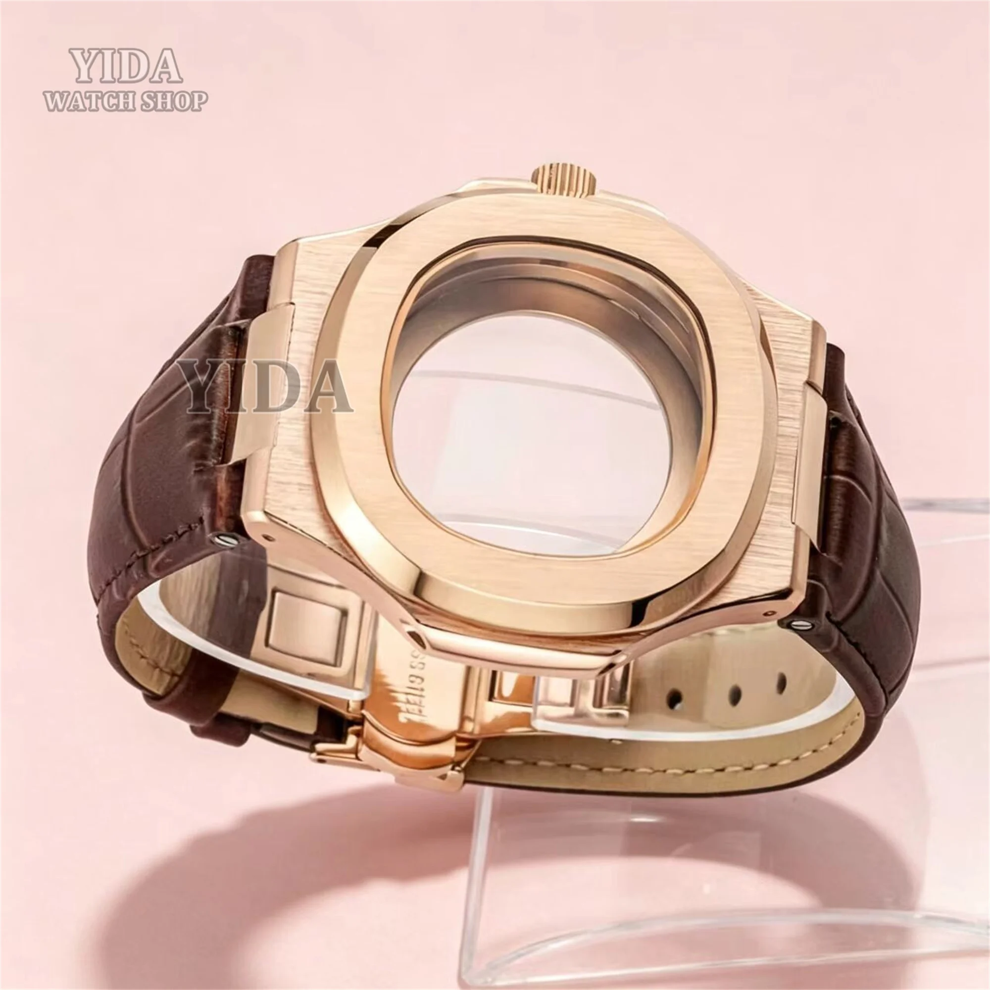 41mm Stainless Steel NH35 Case 25mm Genuine Leather Band Sapphire Glass 10ATM Waterproof for NH35/36 NH38 Movement Nautilus Case