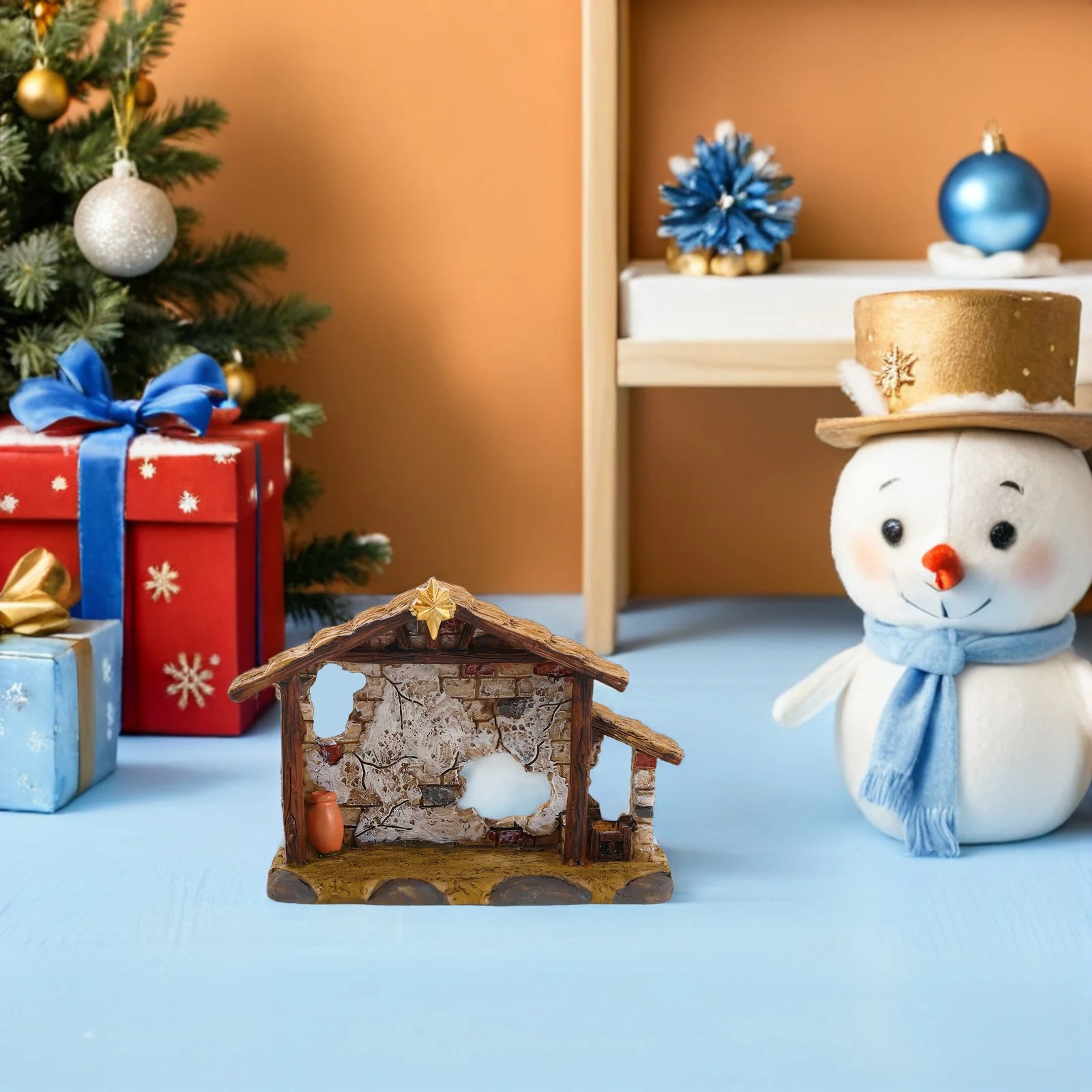 

Resin Nativity Scene 8.5cm Christmas Ornament Desktop Religious Decoration Xmas Tabletop Rustic Mini Sculpture