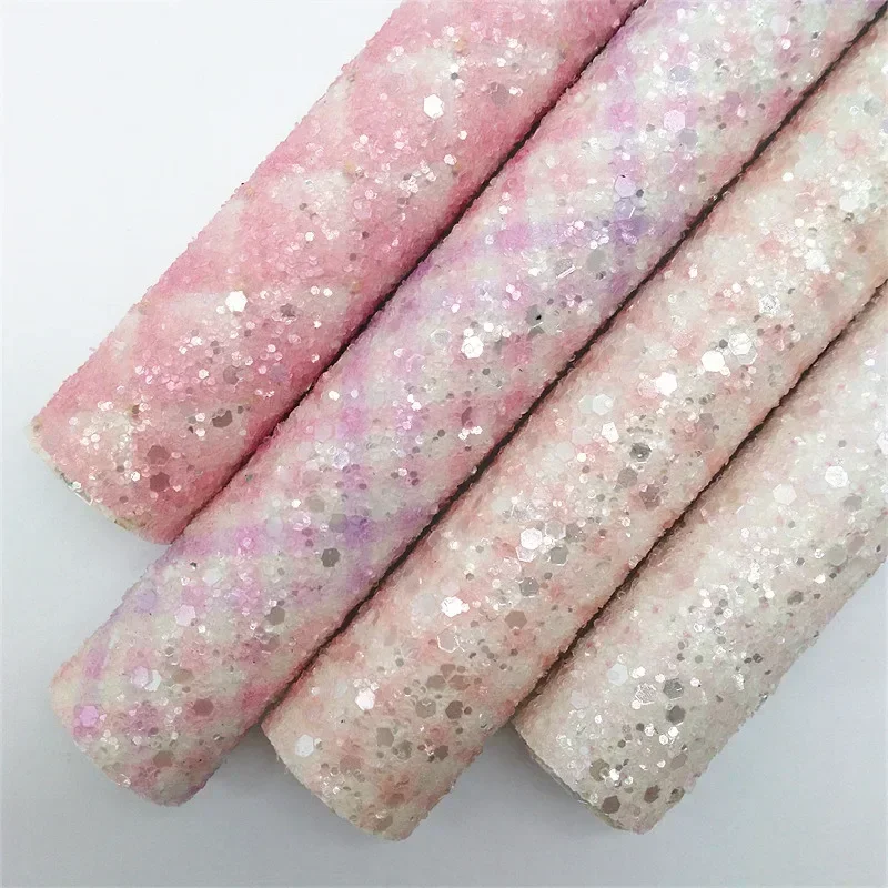 30X134CM Mini Roll Pastel Pink Plaids Printed Glitter Leather Faux Leather Vinly Fabric Felt Backing Craft DIY Bow Earring W713