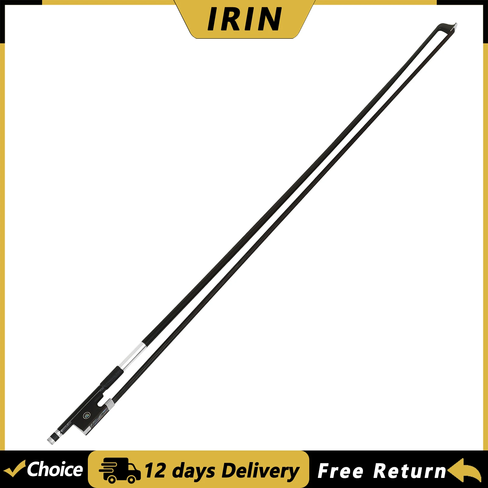 IRIN QA-31 Violin Bow 4/4 Carbon Fiber Violin Bow Ebony Tailpiece Fiddle Bow Black Horsehair String Instrument Accessories