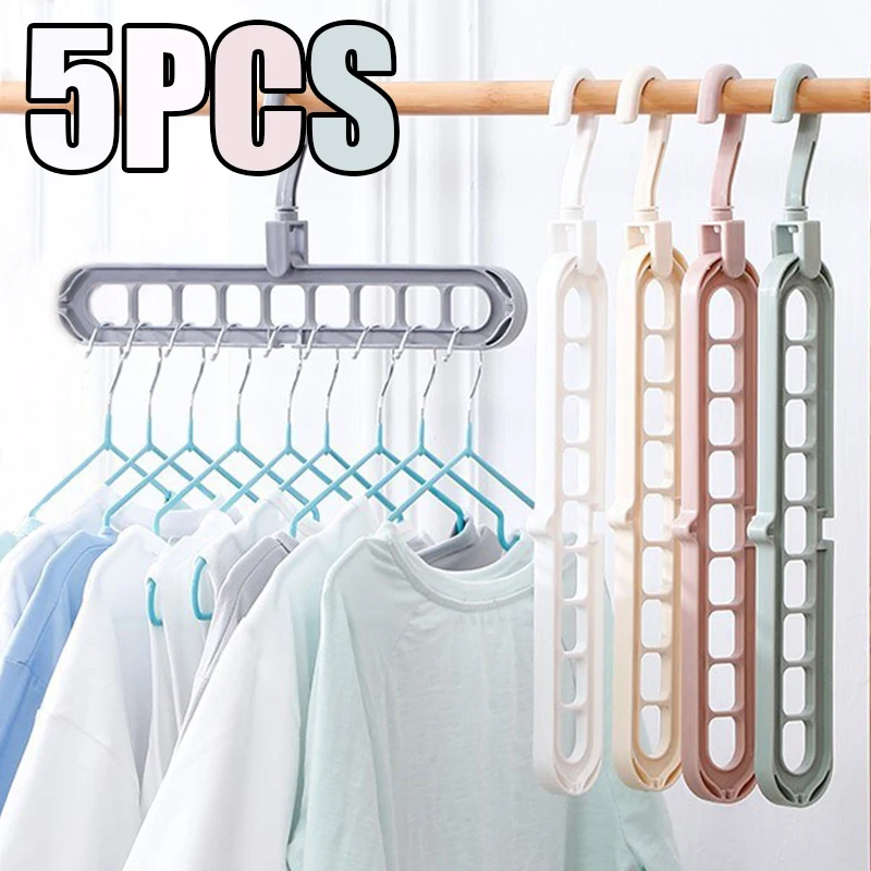 9 Holes Closet Organizer Multi-functional Foldable Drying Rack Scarf Clothing Organizer Hanger Creative Plastic Storage Rotating