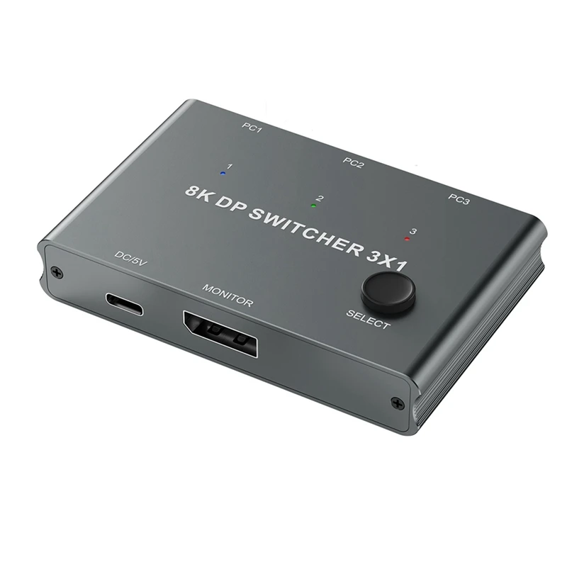 DP Switcher With Three Inputs And One Output For Computer Screen 8K@30Hz HD Splitter DP1.4 Switcher