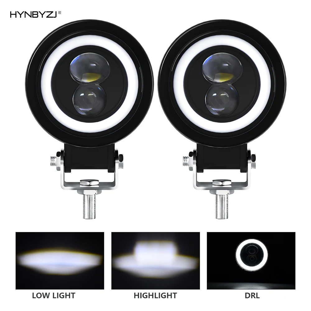 

HYNBYZJ 120W motorcycle headlight DRL Angel Eyes12V 24V Fog Lamps Led Super Brighter 6000K For Lighthouse before LED