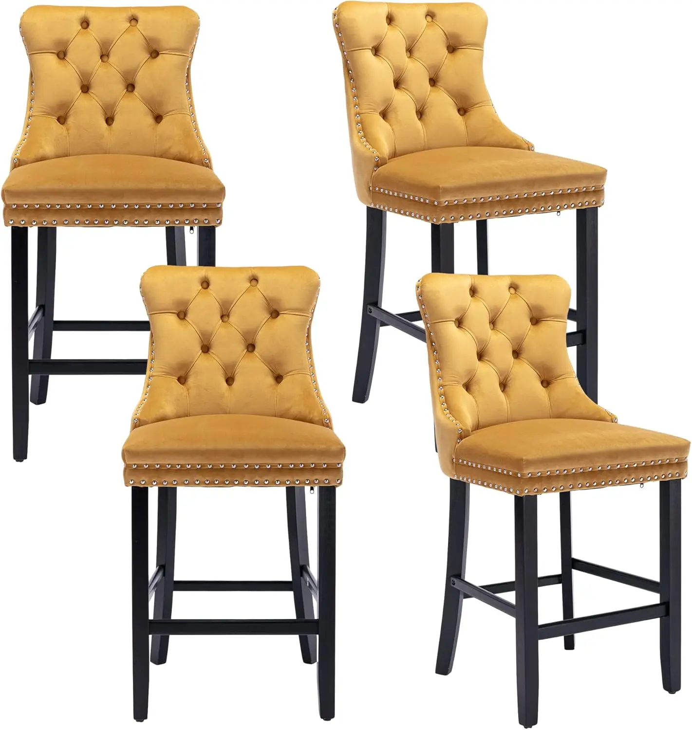 

27"" Contemporary Counter Height Bar Stools With Button Tufted Decoration And Chrome Nailhead Trim For Kitchen Island Or Home