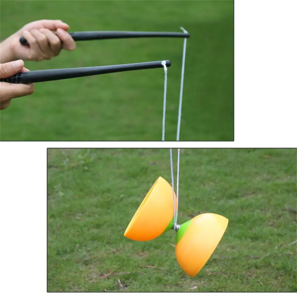 Cuenco de cuero Diabolo Yoyo Material suave con palos cuerda Yoyo juguete chino plástico espesar Diabolo chino personas mayores