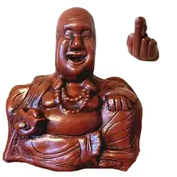 Funny Middle Finger Smiling Buddha Figurines Resin Laughing Buddha Statue Finger Sculpture Ornament Decoration Festival Gifts