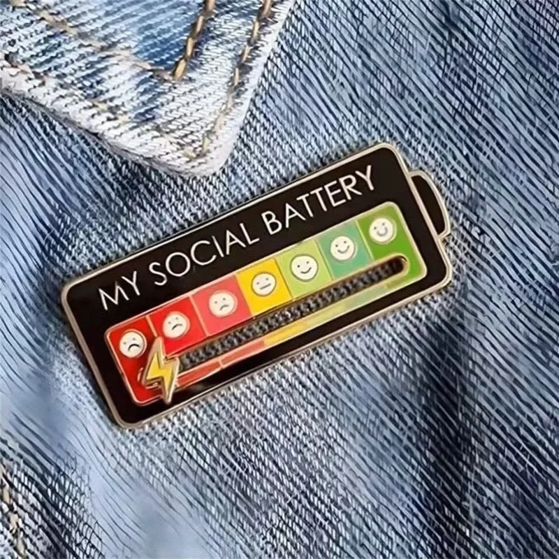 Creative Mood Conversion Energy Brooch Personalized Slideable Social Power Metal Badge Men's and Women's Expression Pin Jewelry