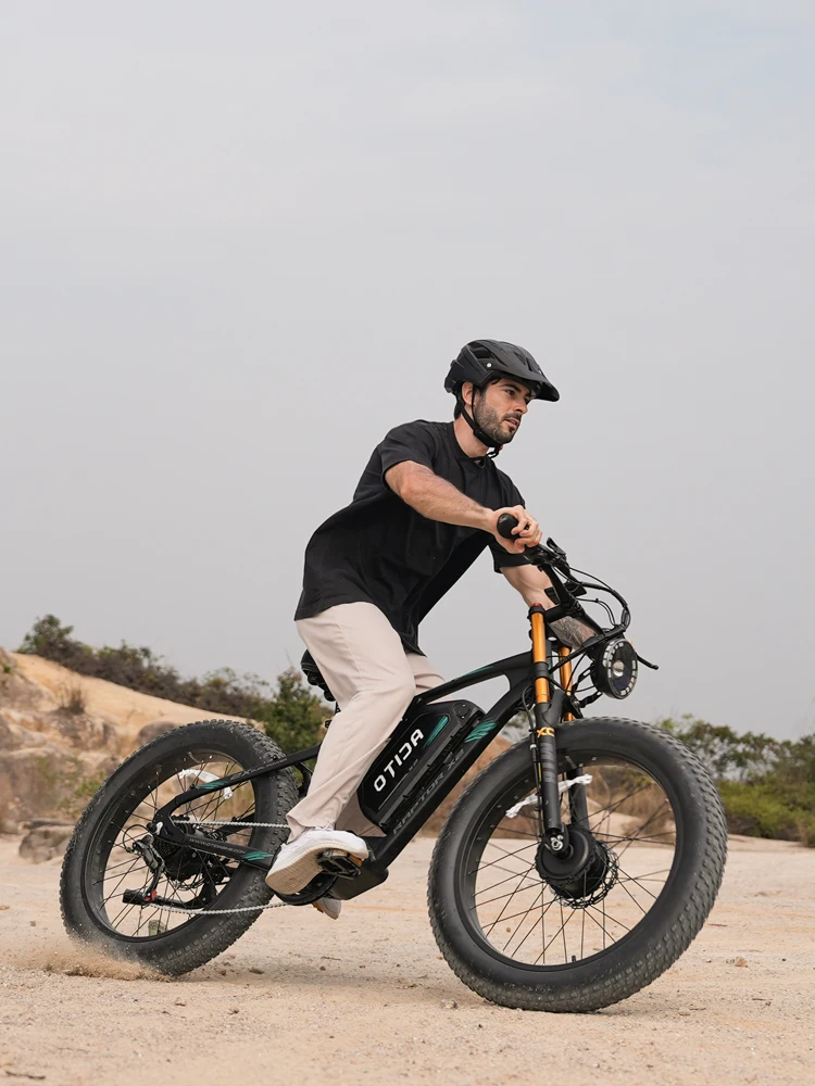 OTIDA X2 Offroad-Elektrofahrrad mit Doppelmotoren, 52V30Ah, 26 Zoll 4.0 Fat Tire E-Bike, Elektrisches Mountainbike für Erwachsene
