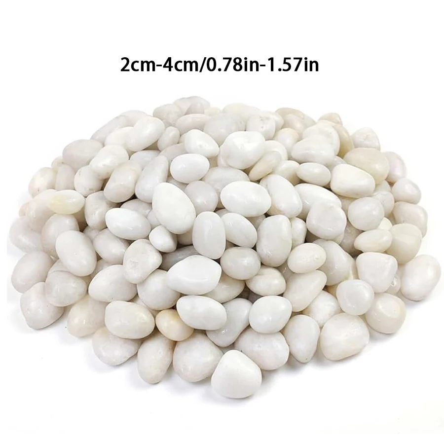 300/600g Polished White Pebble Stones, River Rock Gravel for Plant Pot Top Dressing, Garden Landscaping & Indoor Vase Filler XJM