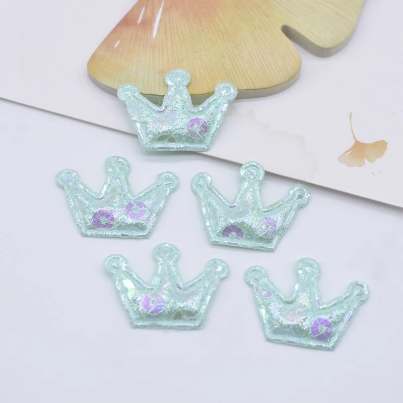 100Pcs 28*20mm Bling Crown Applique Padded Patches for DIY Headwear Hair Clips Decor Clothes Hat Crafts Sewing Supplies