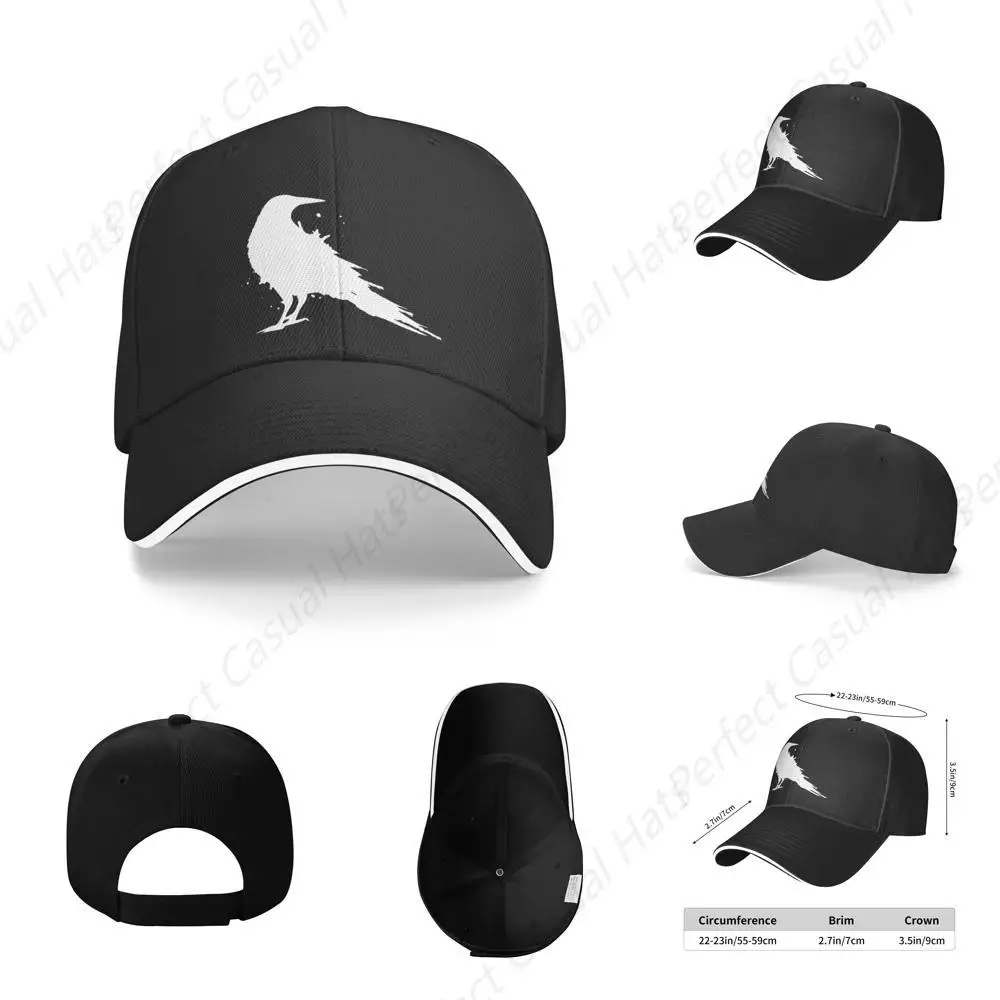 

High Quality Vintage-Crow-Raven-Black-Bird Hat Printing Sandwich Cap Peaked Caps Fashionable Adjustable Men Women Outdoor Cap