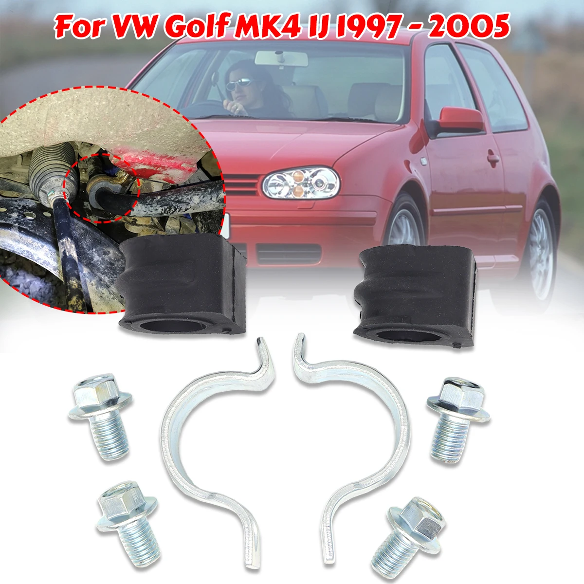 

For VW Golf MK4 1J Front Axle Stabiliser Sway Bar 21MM Bushing Clamp Bolt Bracket Screw Kit 1J0411314T 1997-2000 2003 2004 2005