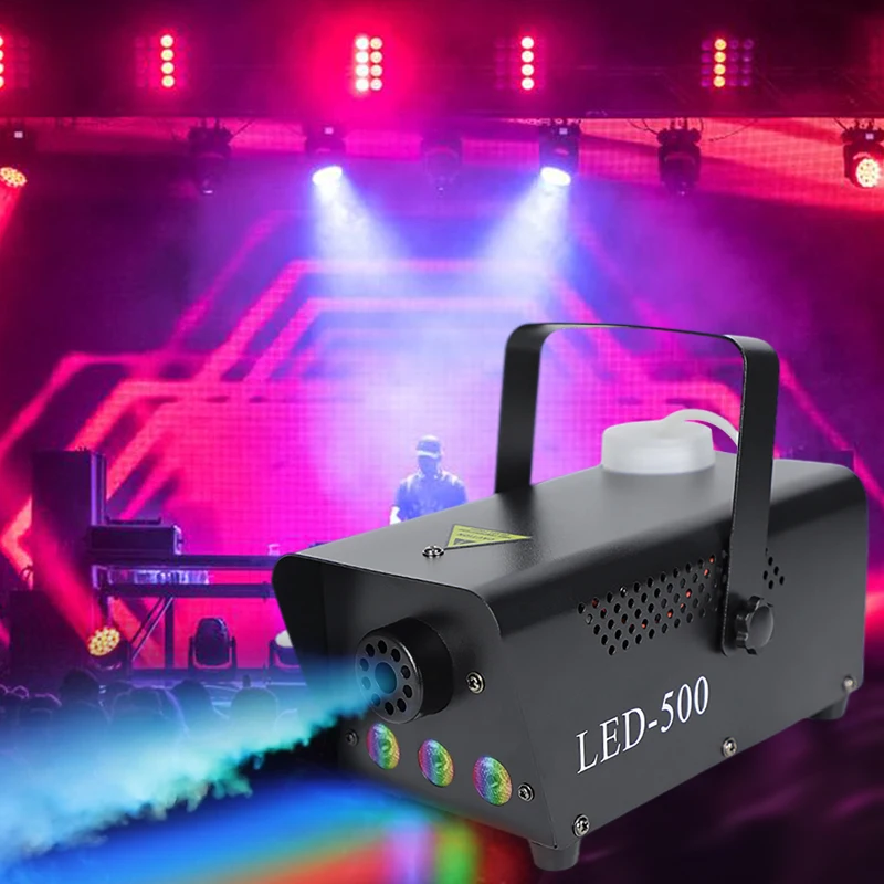 Machine à brouillard avec 3 lumières LED RVB, machine à fumée 500 W pour fête sur scène Halloween Noël DJ Performance Mariage, télécommande