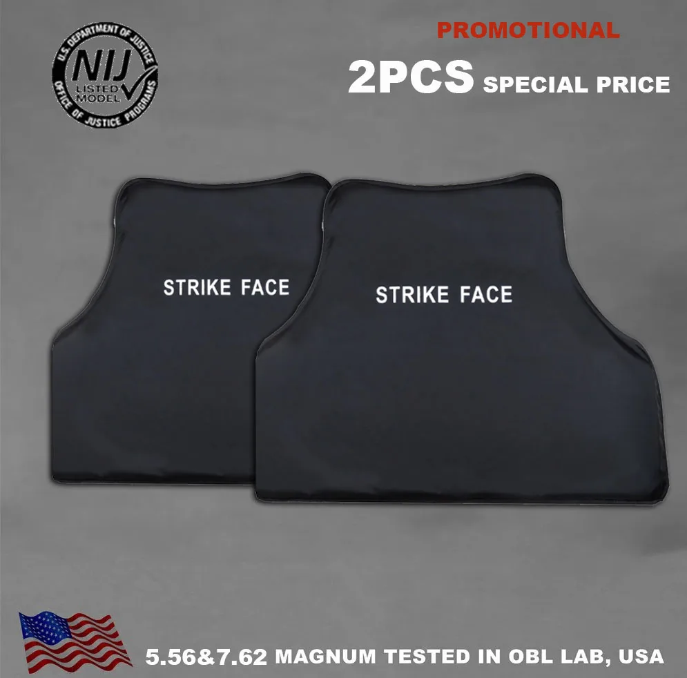 

Genuine 2 Pieces NIJ Level IIIA Front And Back 1 couple BulletProof Plate 3A 0101.06 PE Soft Ballistic Side Panel Tactical