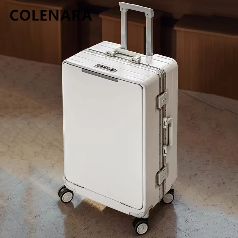 COLENARA Aluminum Frame Suitcase ABS + PC Boarding Box Large Capacity Trolley Case 20