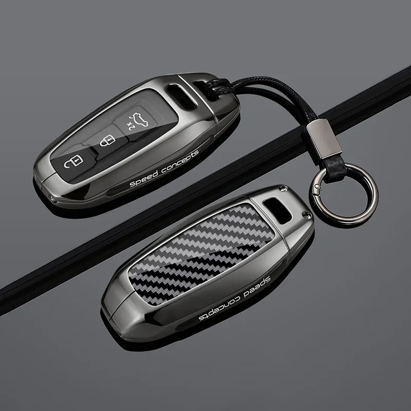 Alloy car key cover case for Audi Q6L E-tron A5L 2026 Audi A3 A5L Q6 A6L Q5 2025 Car Accessories Keychain Remote Fob Holder