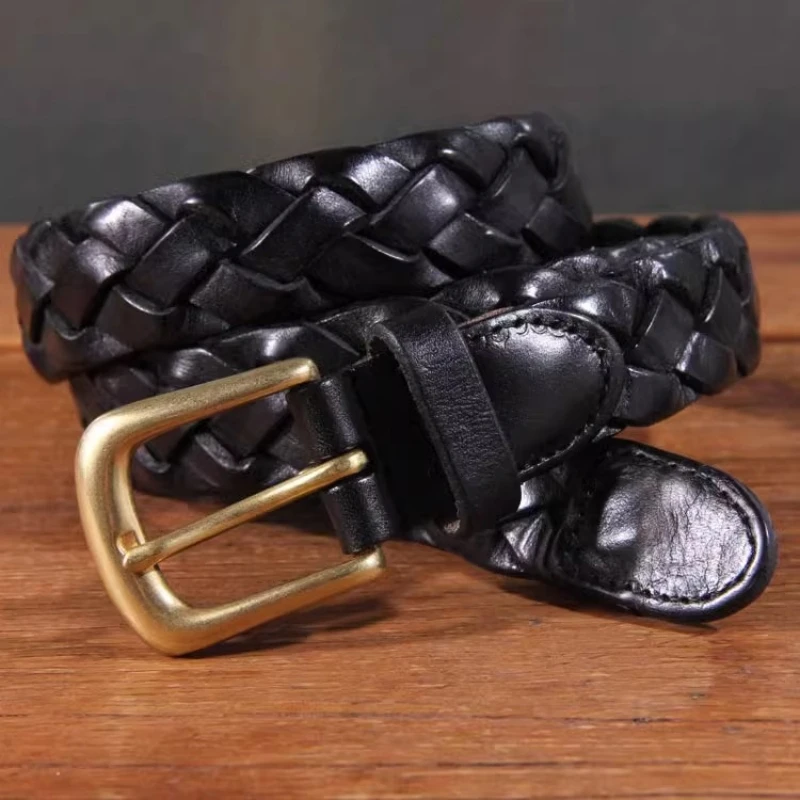 Новый роскошный дизайнерский женский ремень ручной работы из натуральной кожи, джинсы, повседневное платье, латунная пряжка, женские модные ремни, модный пояс