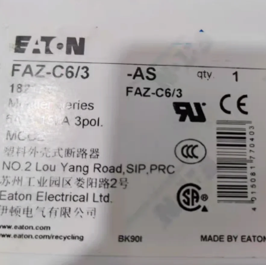 

New original EATON miniature Circuit Breaker FAZ-C6/3