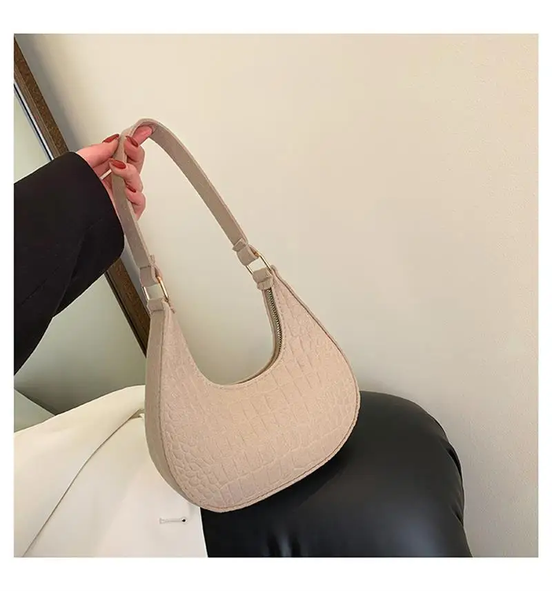 Women\'s Bag Felt Handbag Fashion Underarm Bag Designer 2024 New Fashion Shoulder Bags Crescent Saddle Bag For Ladies Armpit Bag