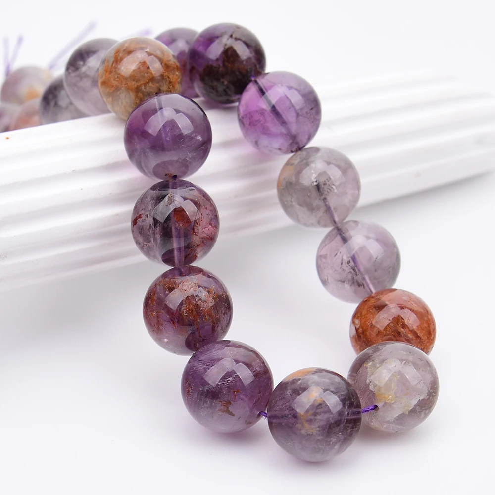 APDGG Large 18mm Natural Purple Ghost Phantom Quartz Vision Crystal Smooth Round Loose Beads 15.5" Strands Jewelry DIY