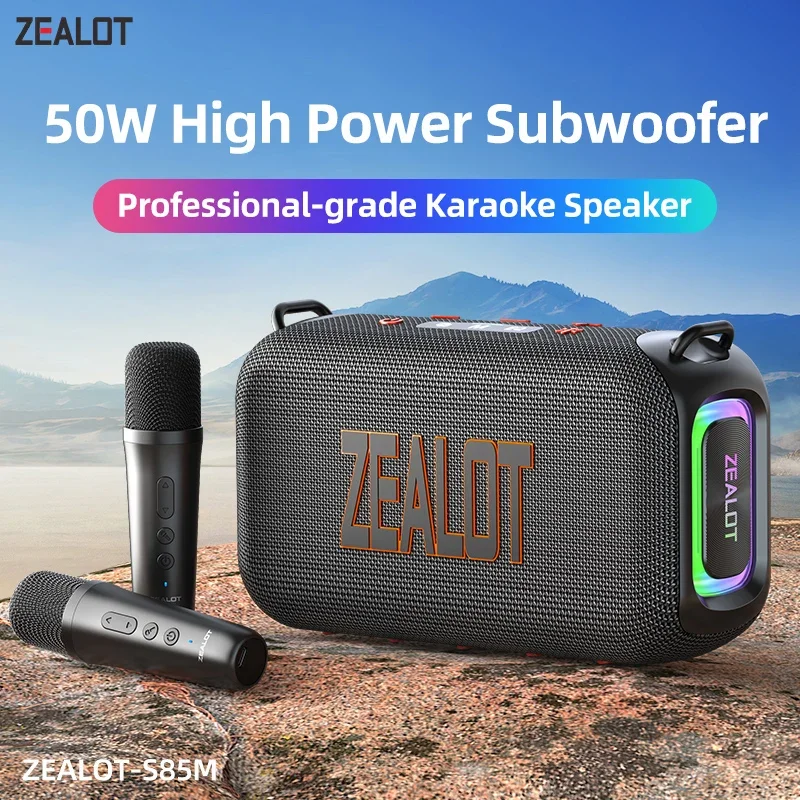 질럿-S85 가라오케 스피커 파티 블루투스 스피커 (2웨이 사운드 시스템, 60W 출력, 파티용 내장/유선 마이크 포함)