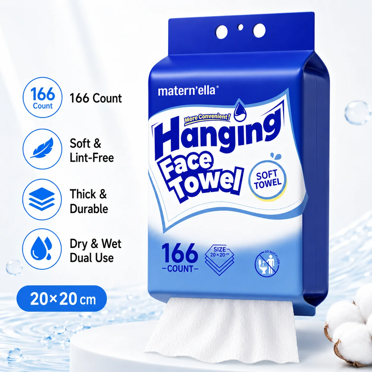 Home Textiles Face Towel - Matern’ella Disposable Face Towel 166pcs, Hanging