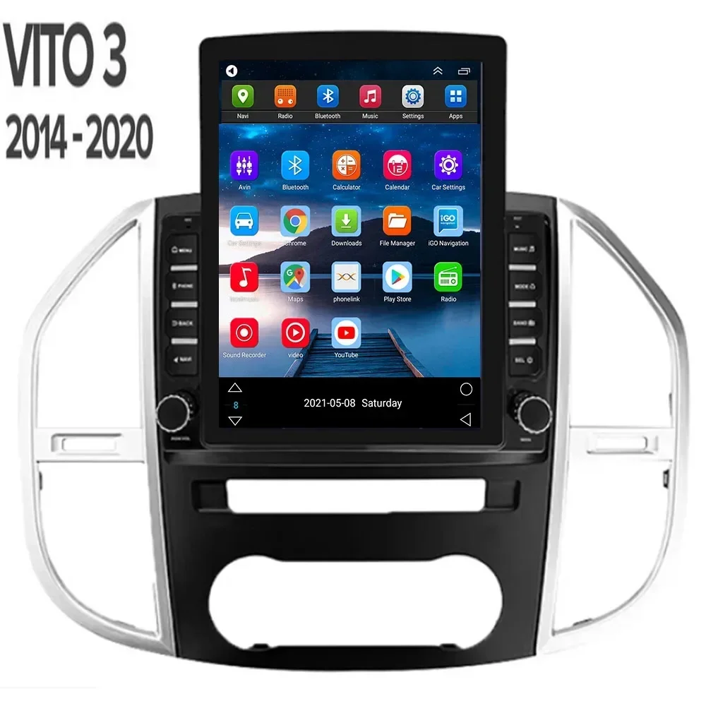 Android 14 Carplay 5G For Tesla Vertical Car Radio Video Stereo For Mercedes Benz W447 Vito 3 2014-2035 GPS